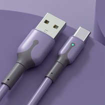 液态硅胶双色带灯单头线 适用于安卓苹果type-c5A超级快充 数据线(苹果接口-1米 紫色)