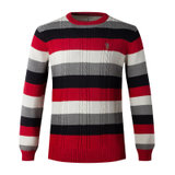 U.S.POLO.ASSN男士长袖时尚圆领不规则条纹时尚羊毛衫 Y323009(红色 S)