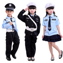 儿童警服警官服装男黑猫警长衣服小警演出服男女童幼儿园交警军装(女款四件套)(160cm)