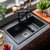 科恩纳石英石水槽单槽厨房洗菜盆花岗岩洗碗池家用加厚带沥水套餐(D6846金砂黑顶配套餐)
