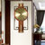汉时（Hense)新中式轻奢创意黄铜鹿头实木挂钟欧式客厅静音装饰石英钟表HP1922(黑色边框金属表框)