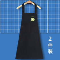 时尚围裙家用厨房防水可爱日式定制logo印字男女罩衣围腰围兜大人(黑色小柠檬 默认版本)