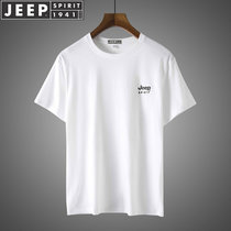 吉普jeep男装T恤夏装圆领男士短袖t恤纯棉透气百搭休闲半袖T桖上衣运动体恤衫(2J3661白色 XL)