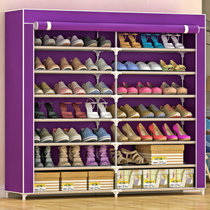 索尔诺 超大容量加固双排7层14格防尘简易鞋柜带拉链0707C(紫色 0707C)