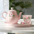花开富贵粉色茶具礼盒套装  手工捏花陶瓷功夫茶具家用粉色白瓷小茶壶简约壶承盖碗公道杯茶杯