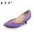 巫卡卡春季2015新款日系百搭中跟小尖头漆皮单鞋拼接色细跟舒适女鞋314-N6705(紫色 36)