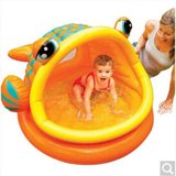 美国INTEX57109大嘴鱼充气游泳池圆形遮阳戏水池婴儿浴盆婴儿水池
