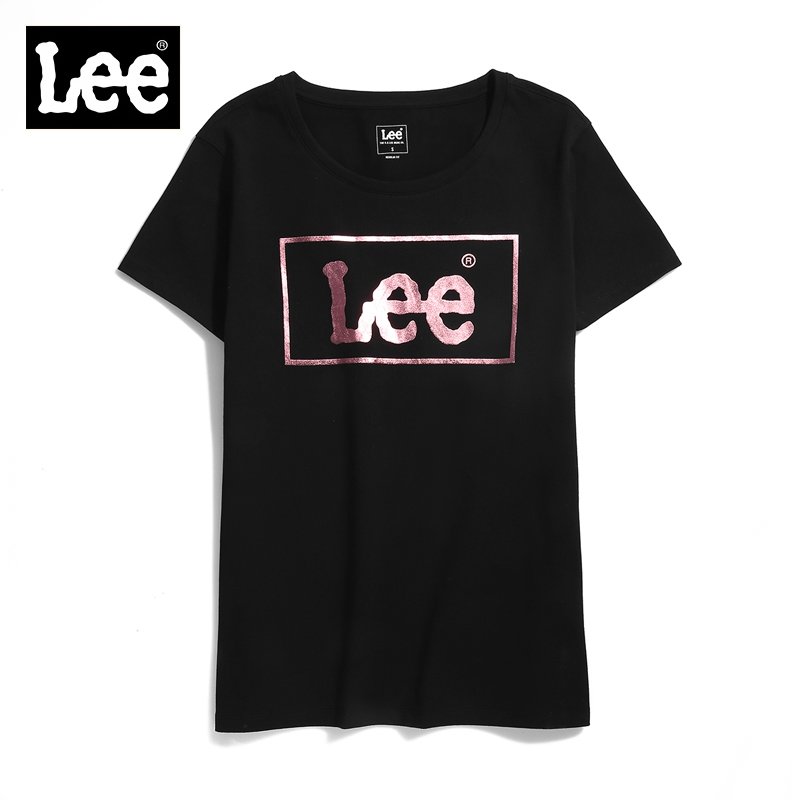 lee女士印花logo图案短袖t恤l37380k99k11(黑色 m)