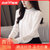 菲丽祺2021春季韩版长袖宽松遮肚子雪纺衫上衣立领时尚百搭气质洋气小衫(白色 L)