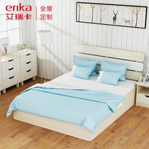 艾瑞卡北欧卧室定制1.8大床实木板式1.5m双人床头柜现代简约家具(灰色)