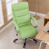 择木宜居 家用PU皮艺电脑椅子办公椅 可后仰转椅老板椅凳子逍遥定位椅(绿色 YD24尼龙脚)
