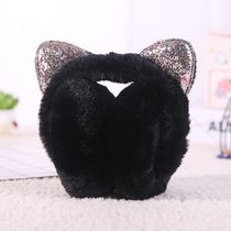 韩版可爱折叠护耳罩耳套保暖女挂耳包耳捂耳暖冬季儿童猫耳朵耳帽(折叠式黑色)
