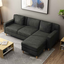 美天乐 现代简约客厅小户型沙发单人双三人日式北欧沙发卧室布艺沙发1+2+3组合(深灰色 （单人位）)