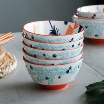 松发瓷器陶瓷米饭碗套装家用网红饭碗创意个性可爱碗饭碗4件套-森林奇境 环保材质 釉下彩