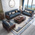 吉木多  新中式红橡木实木组合沙发科技皮布免洗客厅家具带转角贵妃(默认 1+2+3组合)