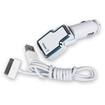 车德克DK-4305可弯折2.4A全功率iPad/iPhone车载充电器（白色）