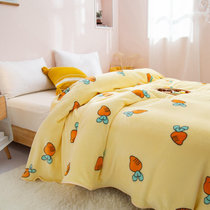 芳登(Fount) 保暖法兰绒毛毯绒毯子 床上用品印花空调毯多功能盖毯床单(萝卜黄)