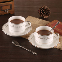 金边/银边咖啡杯碟 (单只) 陶瓷杯欧式 送白瓷小勺子(银色)