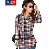 BRIOSO女士磨毛长款衬衫修身版衬衫(B12032047CF XL)