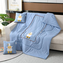 抱枕被两用加厚午睡枕头被车载靠枕被四季通用二合一办公室折叠毯(蔚蓝)
