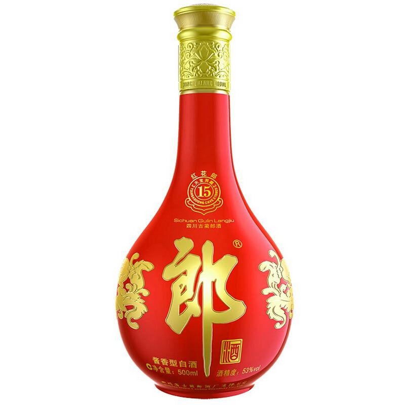 白酒郎酒红花郎十五53度白酒500ml6箱内有礼品袋3只酱香型返回商品页