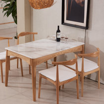 鼎俱餐桌 北欧 水曲柳餐桌 简约现代餐桌 实木餐桌椅组合 大理石餐桌椅(140*80餐桌+6椅子)
