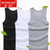3件装男士背心吊带内衣运动紧身跨栏健身修身型弹力夏季打底汗衫(黑色+白色+灰色 XXL)