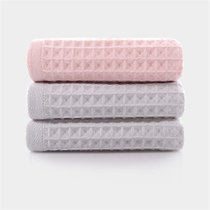 图强蜂窝童巾t2380-灰色2条+粉1条 轻薄便携柔软吸水