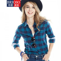 BRIOSO 修身格子全棉女衬衫(B142110017 XL)