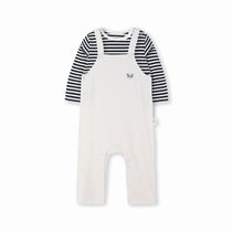 巴拉巴拉帅宝宝背带裤套装男2018新款童装周岁婴儿衣服洋气两件套(100cm（套装） 奶白1500)