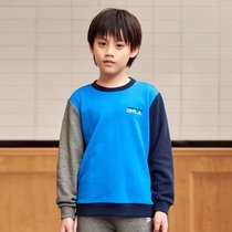 Skechers斯凯奇2020秋冬新款男童复古街头风拼色儿童卫衣L420B013(群青色 170cm)