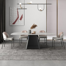 新飓轻奢岩板餐桌椅组合家用小户型长方形客厅吃饭桌子现代简约饭台公寓饭桌(默认 默认)