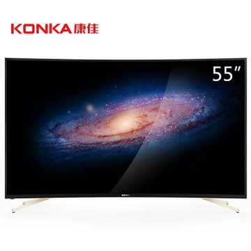 康佳彩电（KONKA） QLED55X81U 55英寸 4K超清薄 硬屏智能HDR 电视机 曲面液晶 黑色