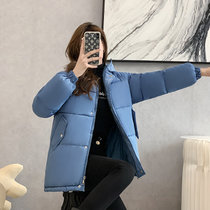 MISS LISA韩版短款棉服冬季小个子女装加厚棉袄外套D0001(蓝色 S)