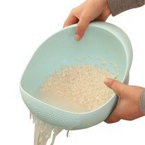 有乐 0136 家居纯色加厚厨房淘米器 洗米筛淘米盆塑料沥水洗菜篮lq2065(蓝色 大号长20*20，)