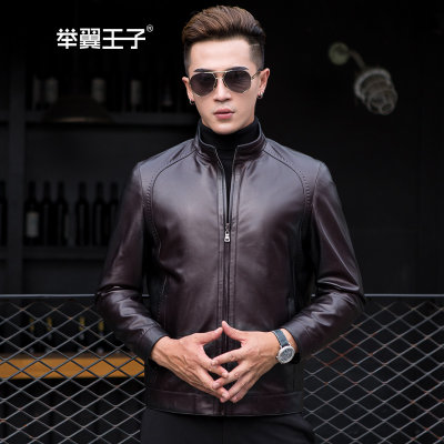 举翼王子春秋真皮夹克男 头层绵羊皮修身皮衣男 海宁真皮皮衣 立领薄款机车皮外套(JYWZ-J903棕色 XXL) 举翼王子春秋真皮夹克男 头层绵羊皮修身皮衣男 海宁真皮皮衣 立领薄款机车皮外套(JYWZ-J903棕色 XXL)
