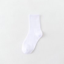 SUNTEK黑色袜子男女士中筒袜春秋款白色纯色冬季长袜女长筒袜情侣潮(均码（收藏优先发货） 白色中筒（5双装）)