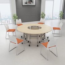永岩钢木 多功能折叠培训桌会议桌移动式办公桌 YY-0100(珍珠白  金丝橡木 默认)