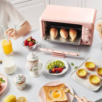 小熊（Bear）电烤箱 家用多功能迷你11升容量全自动做蛋糕蛋挞烘焙机器小巧烤箱 粉色 DKX-D11B1