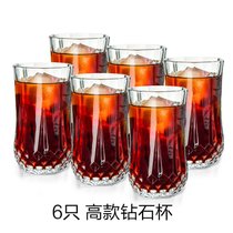 欧式玻璃杯家用杯子水杯套装客厅啤酒杯家庭耐热透明喝水茶杯6只(6只高款钻石杯（耐热100度）)