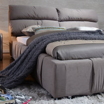 乔林曼兰 简约现代 时尚十字双枕布艺床(卡其色 1.8×2m床)