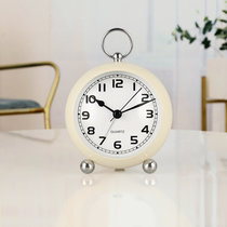 汉时时尚简约夜光挂钟卧室床头装饰时钟现代家用金属静音台钟HA03(白色4.5寸)