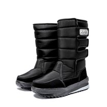 SUNTEK新款冬季女鞋加厚加绒保暖棉鞋防水雪地靴女士防滑雪地鞋棉靴子(44 偏小一码 三粘 黑色)