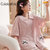 CaldiceKris（中国CK）夏季睡衣女2022年新款纯棉薄款短袖短裤可外穿夏天家居服两件套装CK-A38033(粉红色)