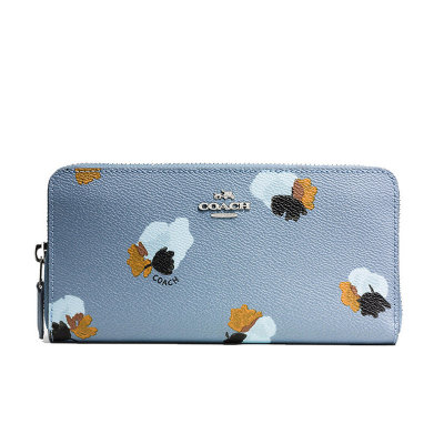 COACH 蔻驰 新款女式花卉印花涂层拉链钱包 53794(蓝色) COACH 蔻驰 新款女式花卉印花涂层拉链钱包 53794(蓝色)