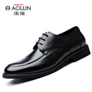 Aolun/澳伦新款真皮大码男鞋 商务正装小码皮鞋411100690(黑色 42)