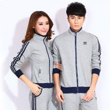 Adidas阿迪达斯三叶草春季情侣运动套装男士运动服休闲运动装女款(灰色)