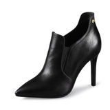 法国NAIYEE 2016秋季新款时尚女鞋子性感牛皮尖头细跟女士踝靴(黑色 37)