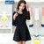 斯黛欧2015春装新款女装韩版修身长袖复合毛呢连衣裙1661 (黑色 XL)