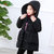 象老大新款女童羽绒服中长款加厚中小童韩版儿童冬装公主修身外套AC21(黑色 130)